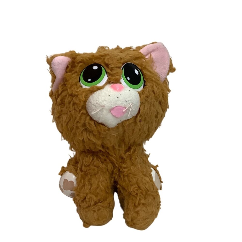 Kidz Delight Brown Cat Plush Big Green Eyes Soft Shaggy Stuffed Animal Toy‎ 8"